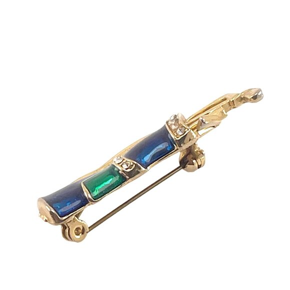 Krementz Vintage Golf Bag Pin Brooch With Enamel & Rhinestones - Picture 4 of 6